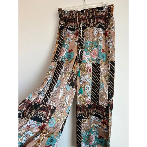 Z&L Europe Patchwork Floral Paisley Wide Leg Pants Festival Boho Indie Fairycore - Picture 4 of 8